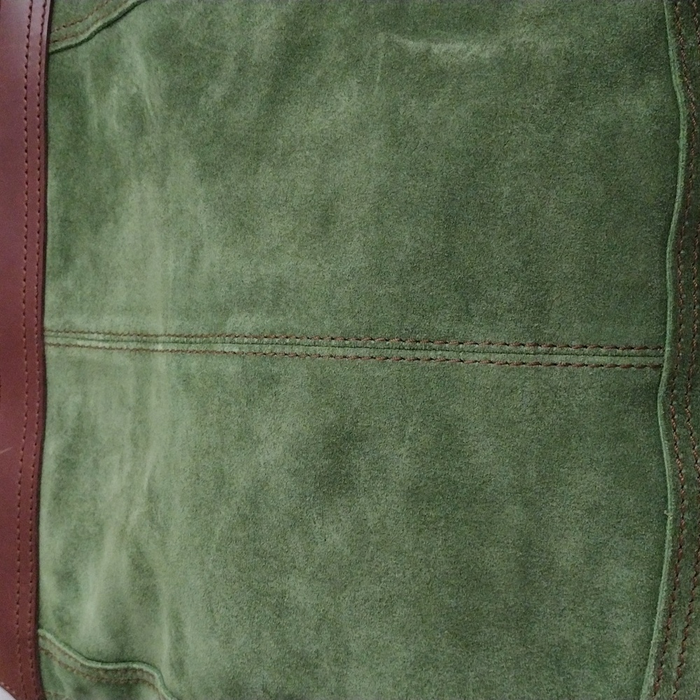 Vintage Lucky Brand Green Suede Adjustable Grommet Straps Messenger Bag NWT - Picture 10 of 11